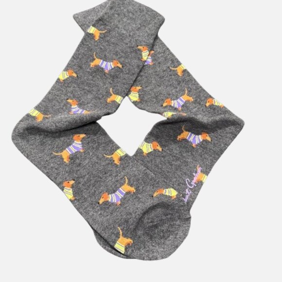 Robert Graham Dachshund Dog Gray Patterned Crew Fun Luxury Dress Socks - Picture 6 of 10